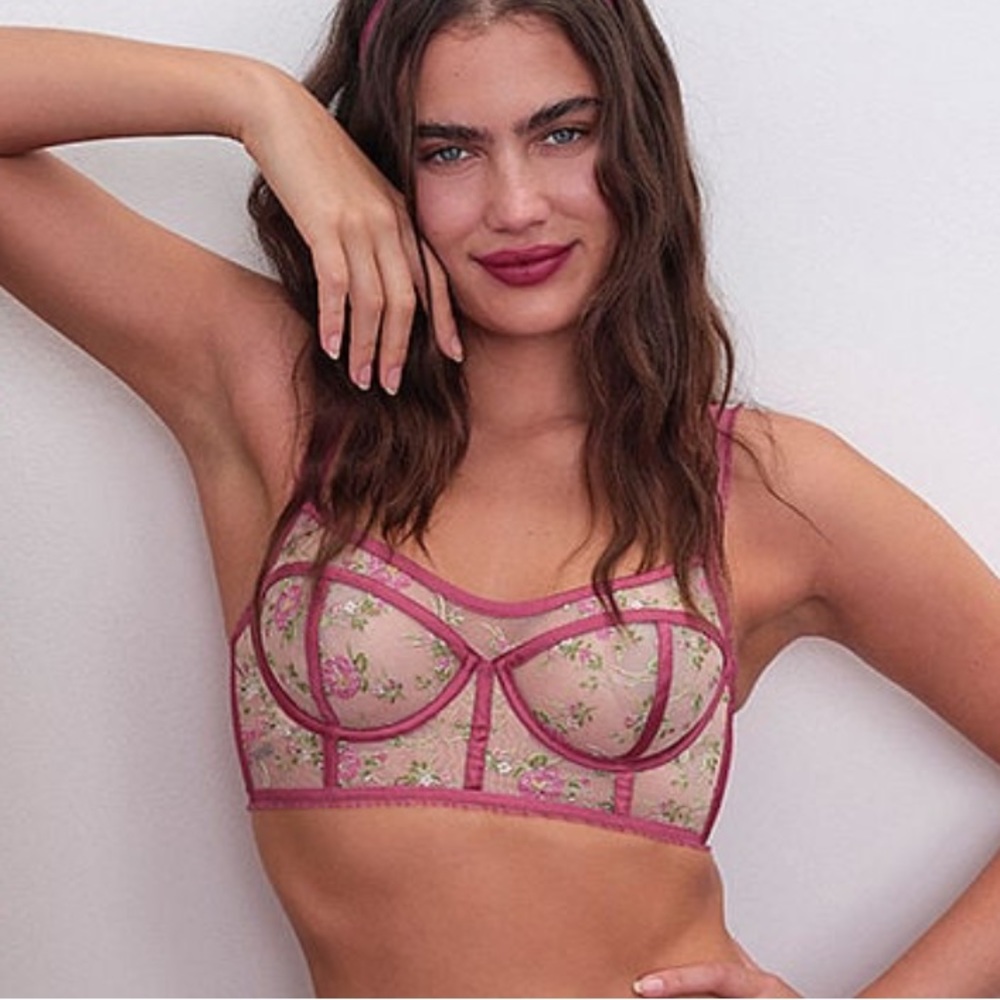 ♥️🍋 FOR LOVE AND LEMONS LONG LINE CAMILA BRA TOP CORSET BUSTIER MAUVE VALENTINE